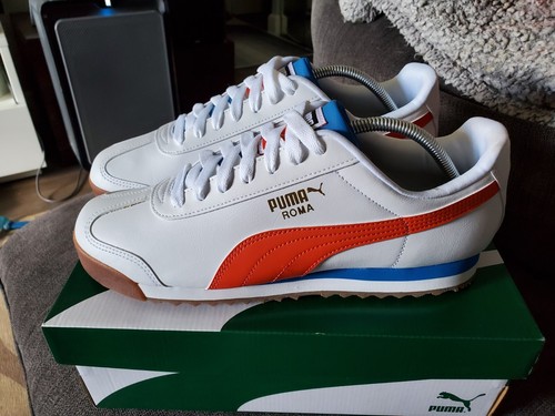 PUMA ROMA BASIC MENS US 11 BNIB 369671-33 WHITE/RED/BLUE PUMA ROMA BASIC MENS US 11 BNIB 369671-33 WHITE/RED/BLUE