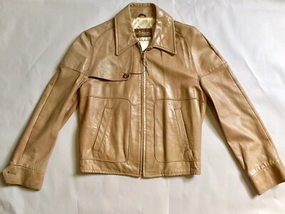 Vintage Sears Tan Leather Rockabilly Western Motorcycle Jacket Talon NOS 40
