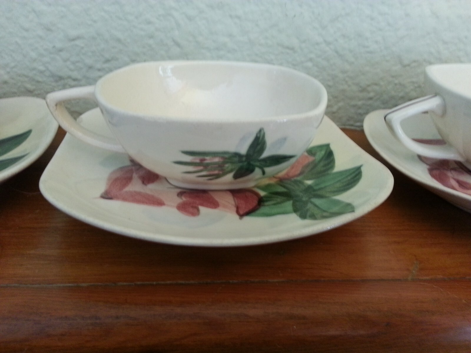 Vintage Red Wing Lexington Rose China Cups & Saucer, hand painted, collectible