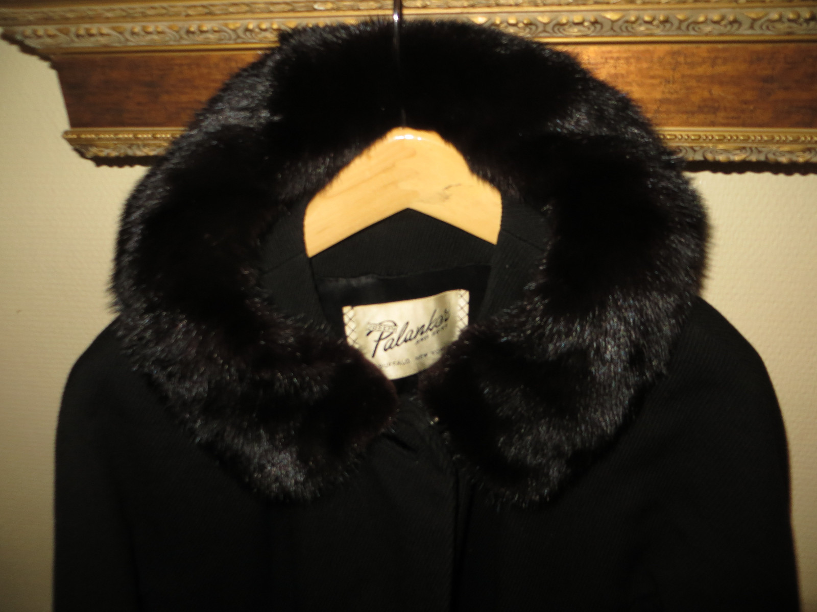 Joseph Palanker Son Women Black Mink Collar Wool Swing