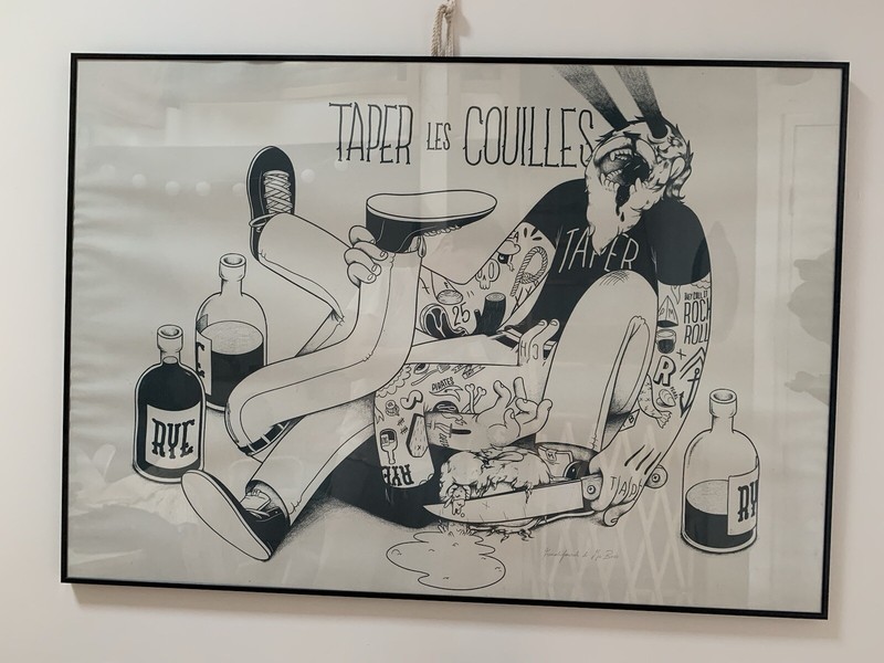 Mcbess Signed Print ' Taper Les Couilles'