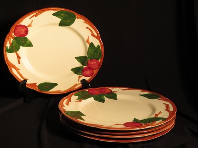 FRANCISCAN APPLE POTTERY CHINA SET 5 LUNCHEON PLATES USA LOGOS EXCELLENT