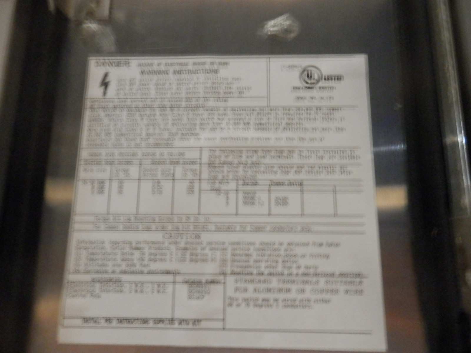 Stainless Steel Sq D Heavy Duty Safety Switch