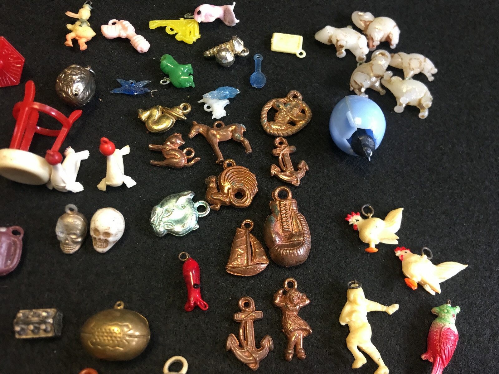 Vtg Celluloid Cracker Jack? Gumball Toy Charms Prizes Lot License plate,Elephant