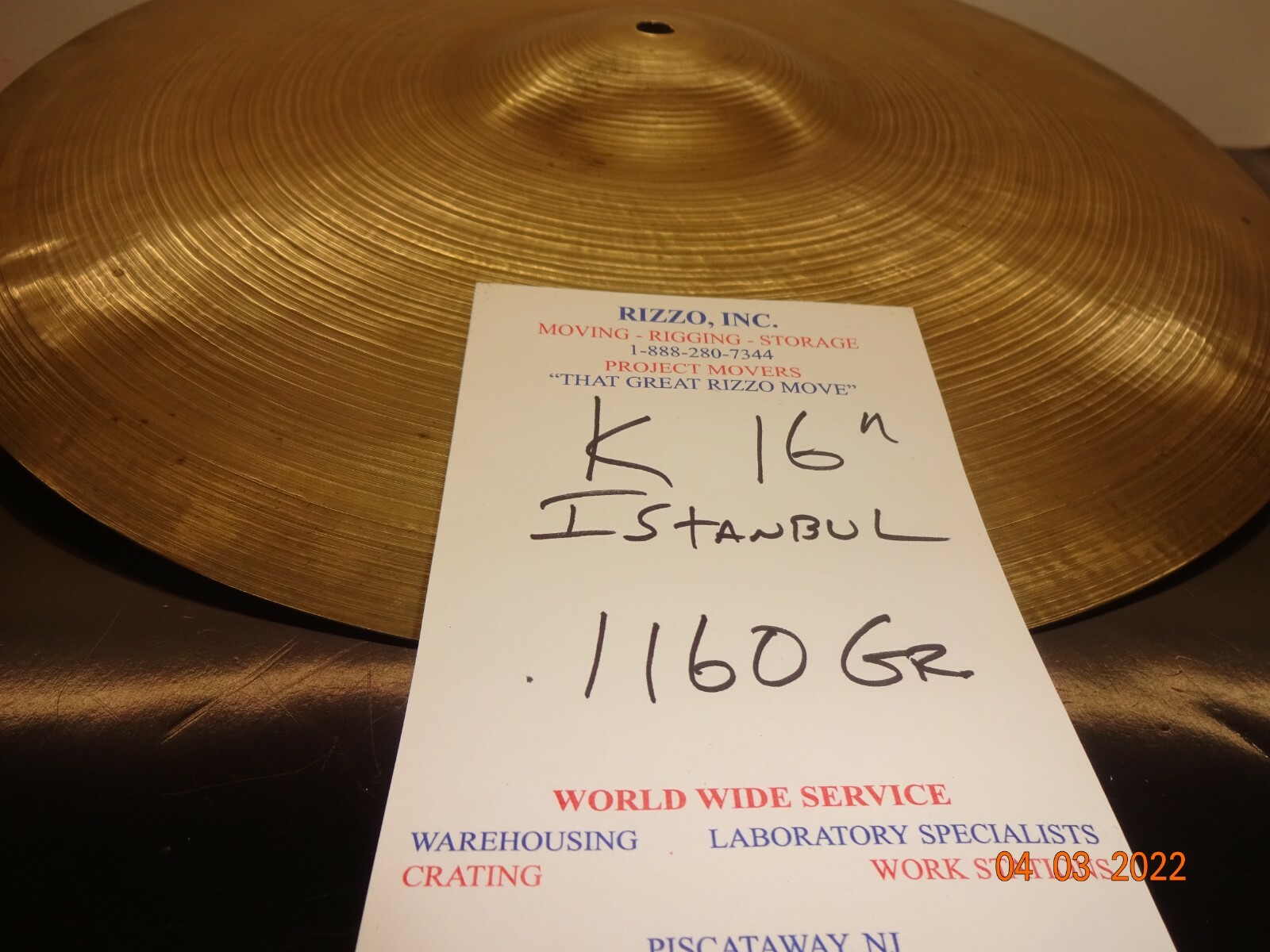 ヴィンテージ　ジルジャン シンバル 16インチ　1600g A Zildjian & Cie Vintage 16