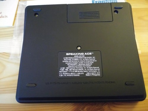 Franklin Speaking Ace (ACE-200) PRONOUNCING SPELLING ACE w/ BOX, Manual