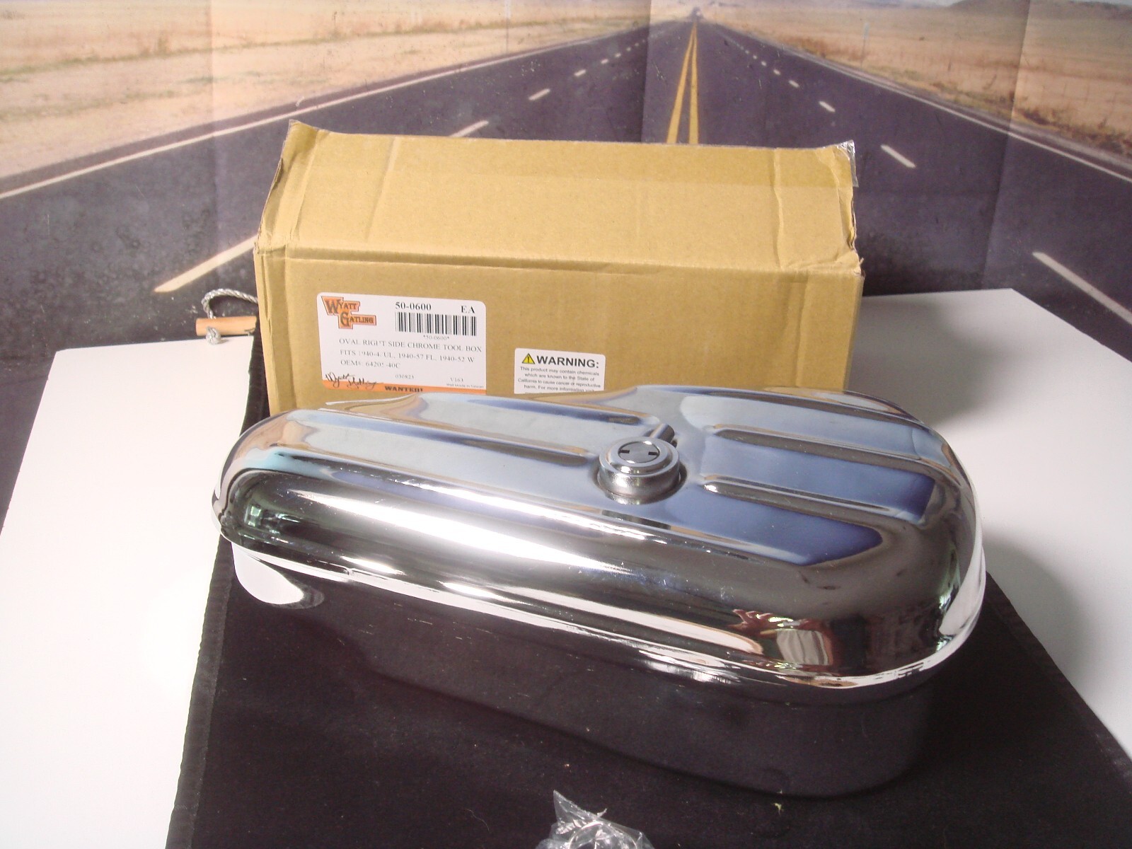 Harley Tool Box UL FL W Chrome Oval for 1940-1957 Right Side