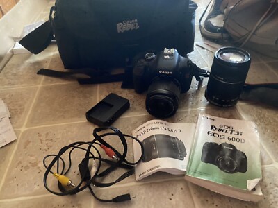 Canon EOS Rebel T3i 600D EF-S 18-55mm Lens & 55-250mm Lens Bundle w Accessories