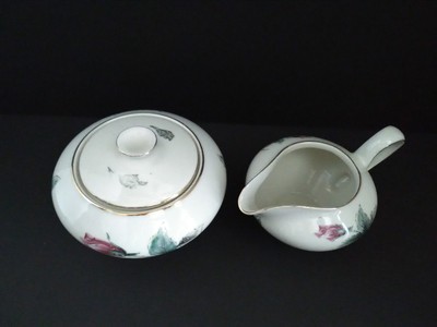 royal krister germany kpm sugar with lid & creamer vintage roses gold trim biege