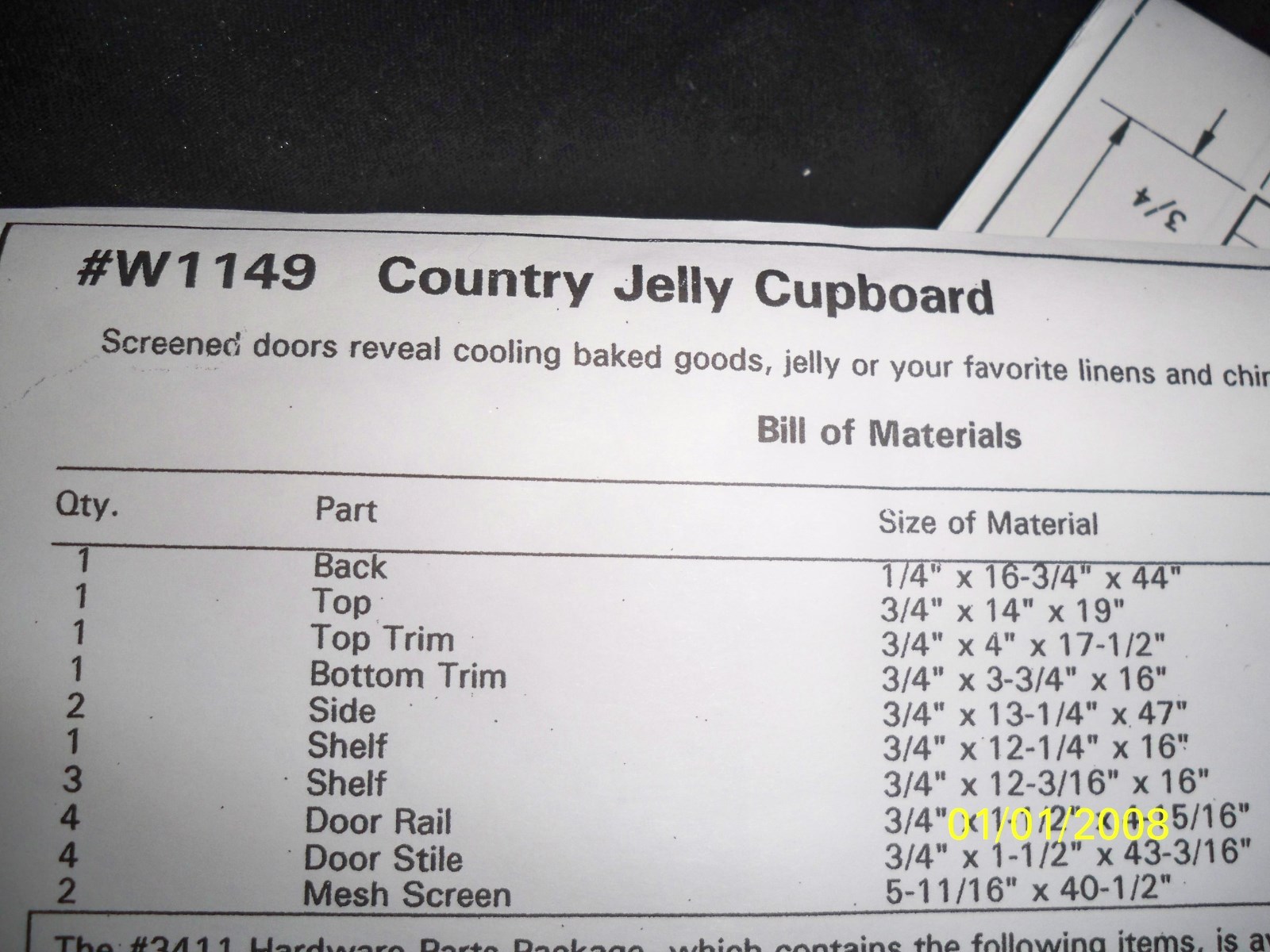 Jelly Cupboard/Shelf Patterns, Instructions for Wood