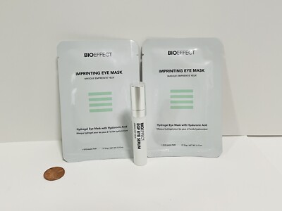 2 BioEffect Imprinting Eye Masks + EGF Eye Serum .1oz / 3ml Travel Mini 01/2026