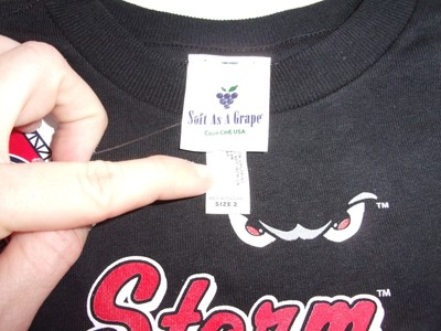 Soft as a Grape MILB Lake Elsinore Storm Size 2 Black Short Sleeve Shirt NEW