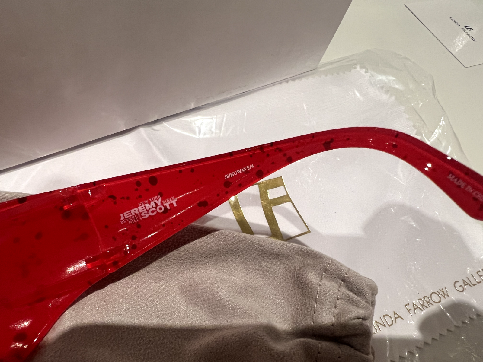 Pre-owned Linda Farrow Jeremy Scott Superhero Red Wave Mask Nuwave Sunglasses