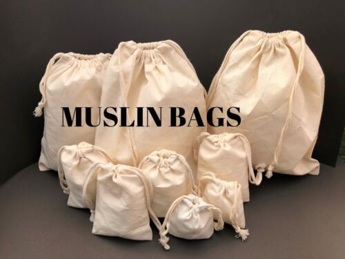 2"x3" inches 100% COTTON Natural Muslin bags *Eco -friendly Bags* 25,50,100,200
