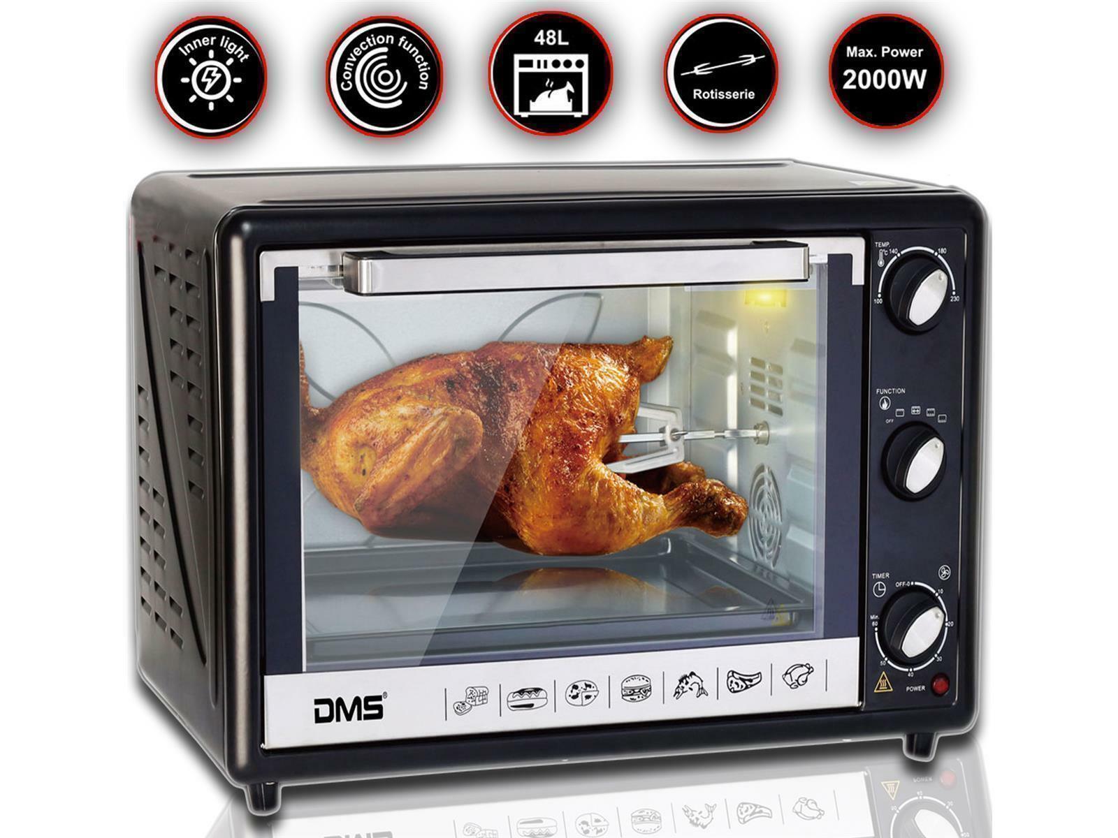 DMS® 48L Mini-Backofen mit Drehspieß Umluft Pizzaofen Ofen Grill OCR-48D MF781