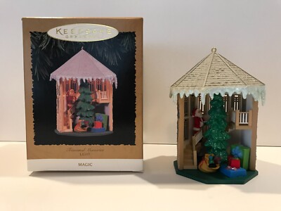 Hallmark Keepsake Magic Ornament 1996 Treasured Memories Santa Admiring Tree