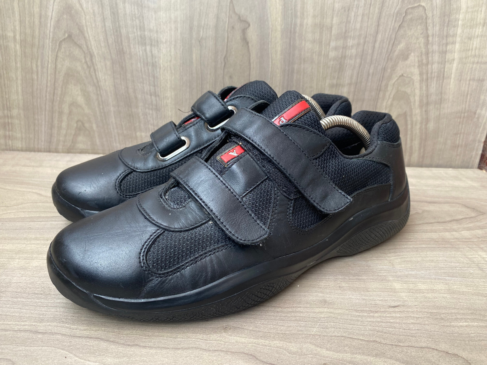 Prada American cup, vintage strap black leather sneakers sz Prada American cup, vintage strap black leather sneakers sz