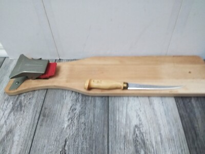 VTG J Marttiini Rapala Finland Fillet Knife Hand Ground + NORMARK filet board