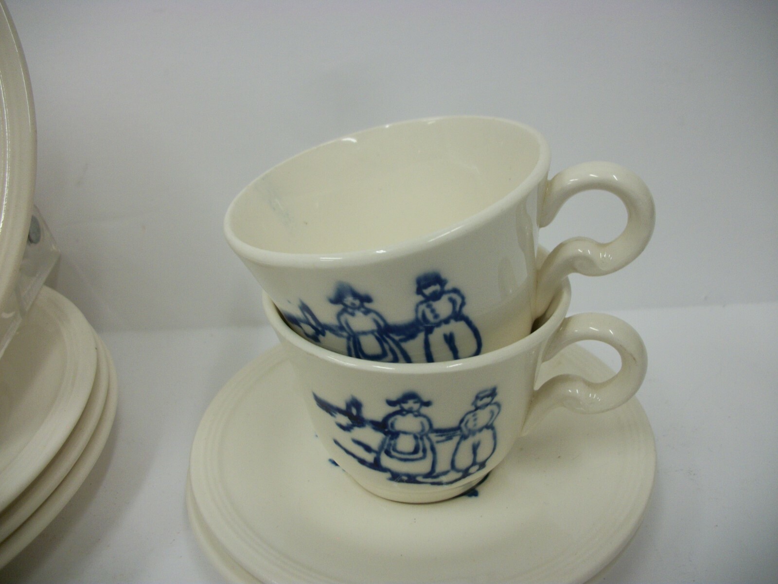 Vtg Edwin Knowles Blue Dutch Holland Boy & Girl Child's China Dishes Tea Set Lot