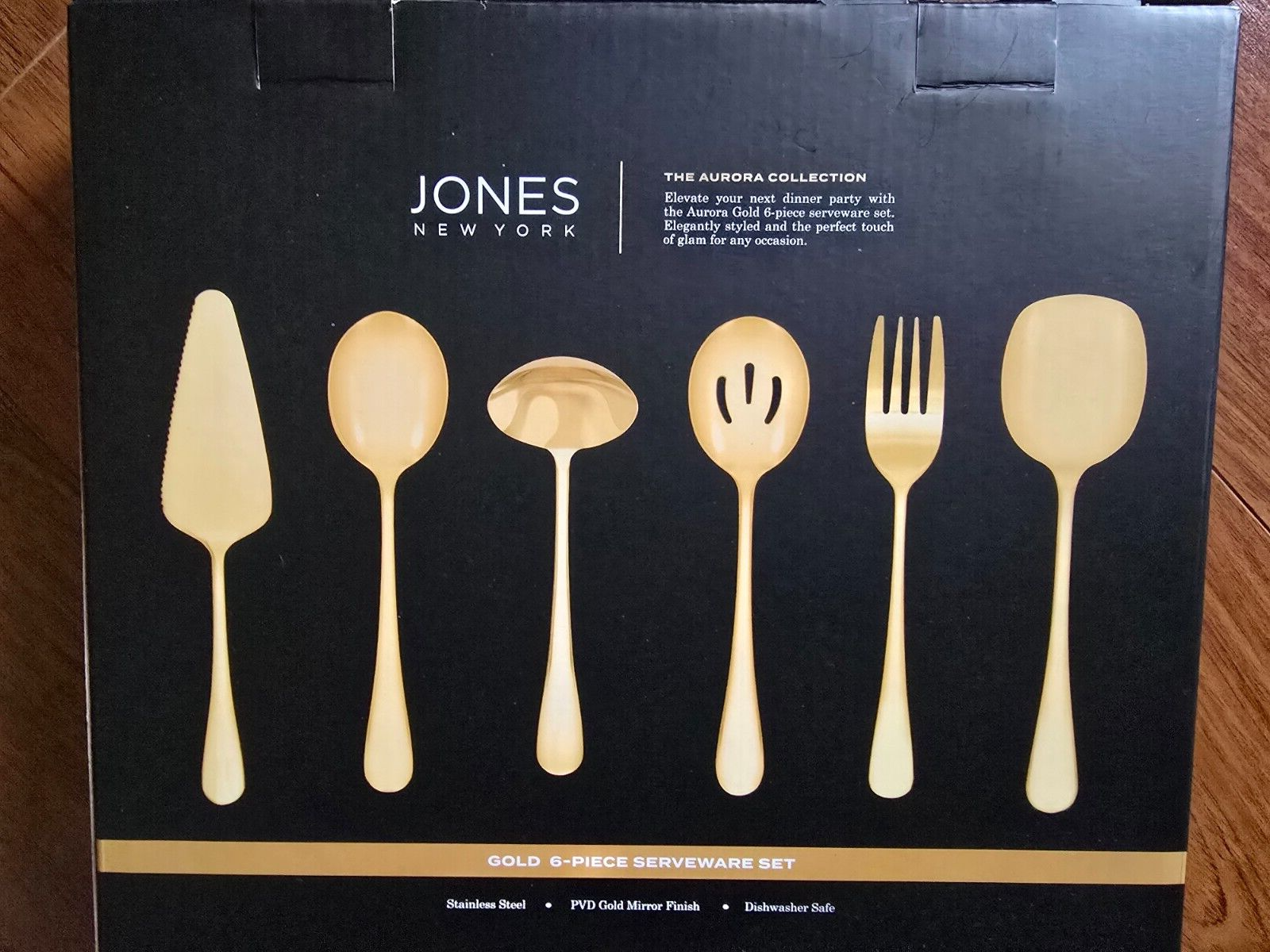 NEW Jones New York Aurora Collection Gold 6-piece Serveware