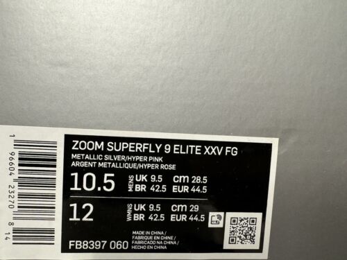 Pre-owned Nike Zoom Mercurial Superfly 9 Elite Fg Fb8397-060 Men's Size 10.5 In Silver