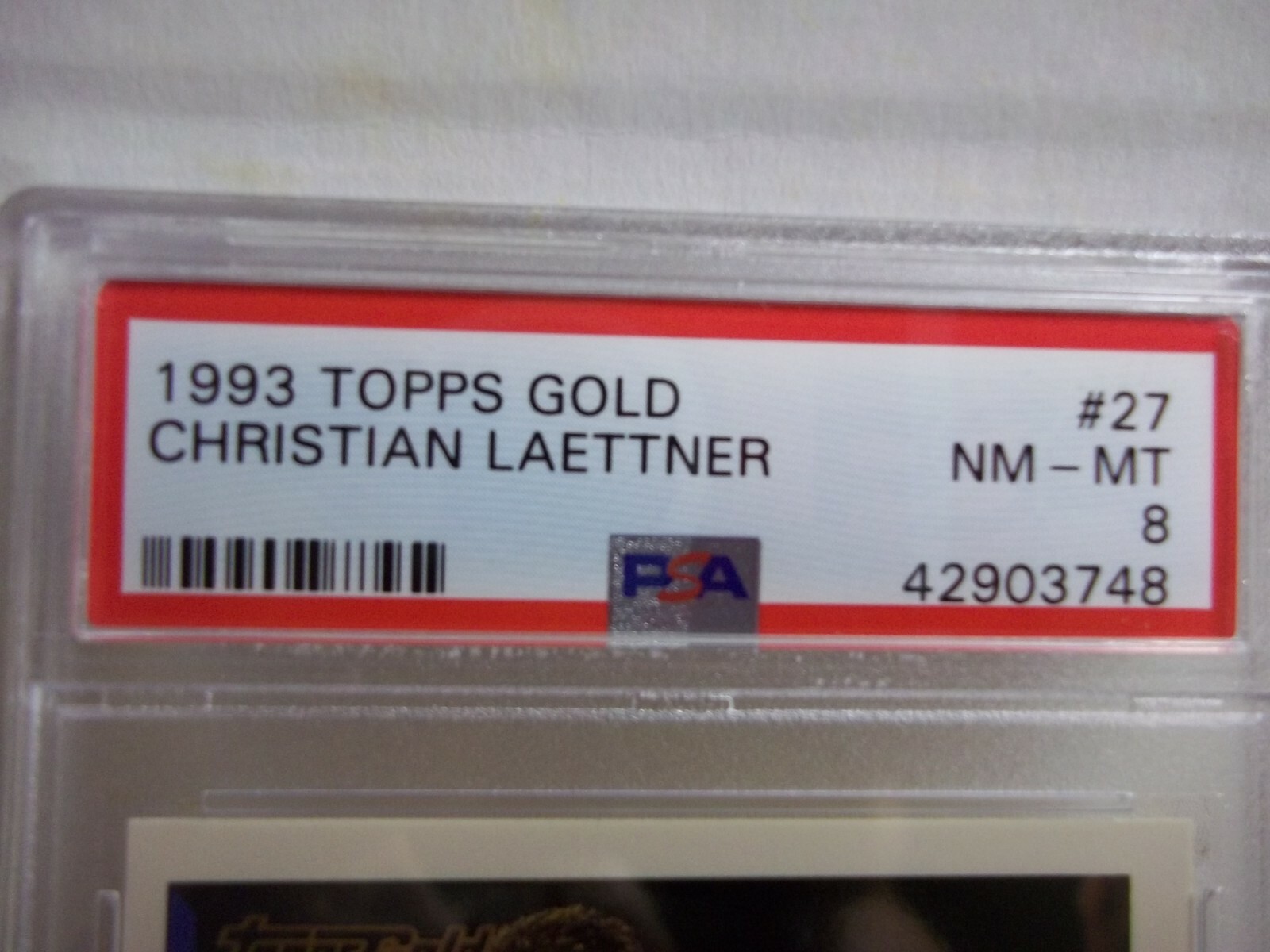 1993 Topps Gold Christian Laettner PSA NM-MT 8 Basketball Card #27 NBA