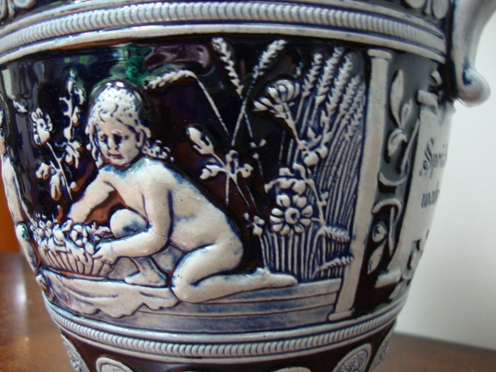 Thewalt German Stoneware 3 Liter Pitcher Stein No Lid Blue Original 1894 Mold