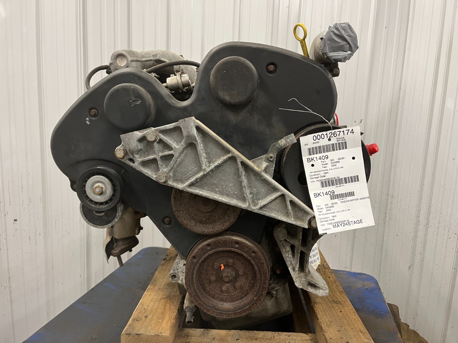 本A-9 5 ③ 99-03 SAAB 9-5 ENGINE MOTOR 3.0 NO CORE CHARGE 190,960 MILES