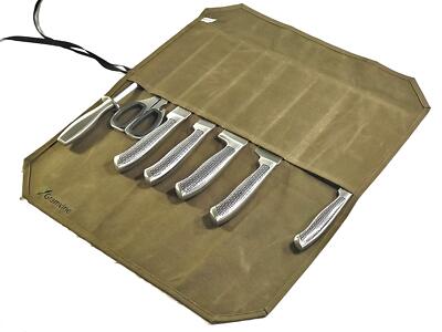 Professional Chef s Knife Roll Waxed Canvas Roll Foldable Knife Culinary Bag ...