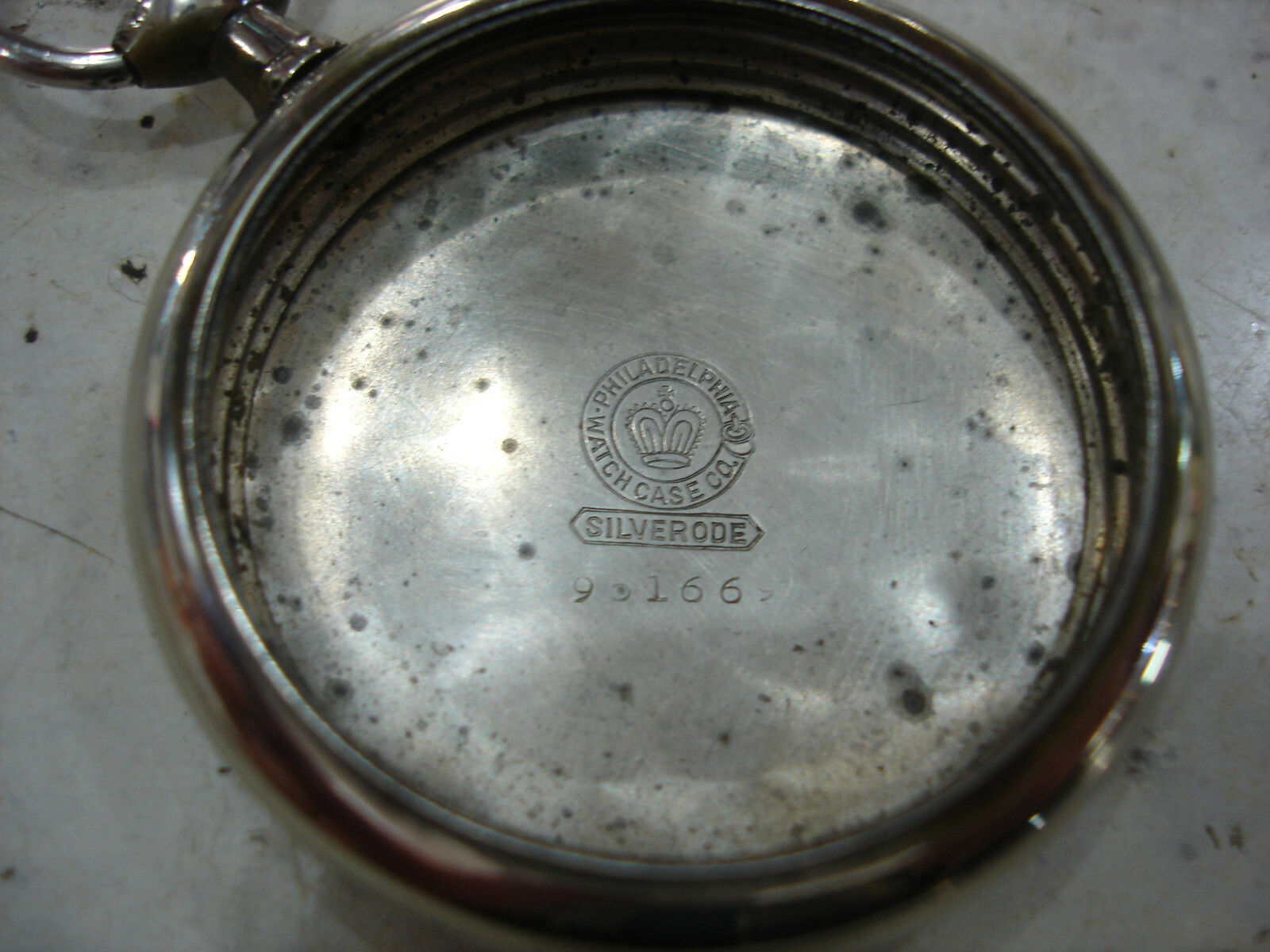 ANTIQUE STAG BACK POCKET WATCH CASE, 14 SIZE, NICKEL PHILADELPHIA WATCH CASE Co.