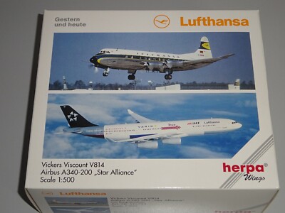 Lufthansa Gestern und Heute Airbus A340-200 Vickers Viscount 1:500 Herpa Wings