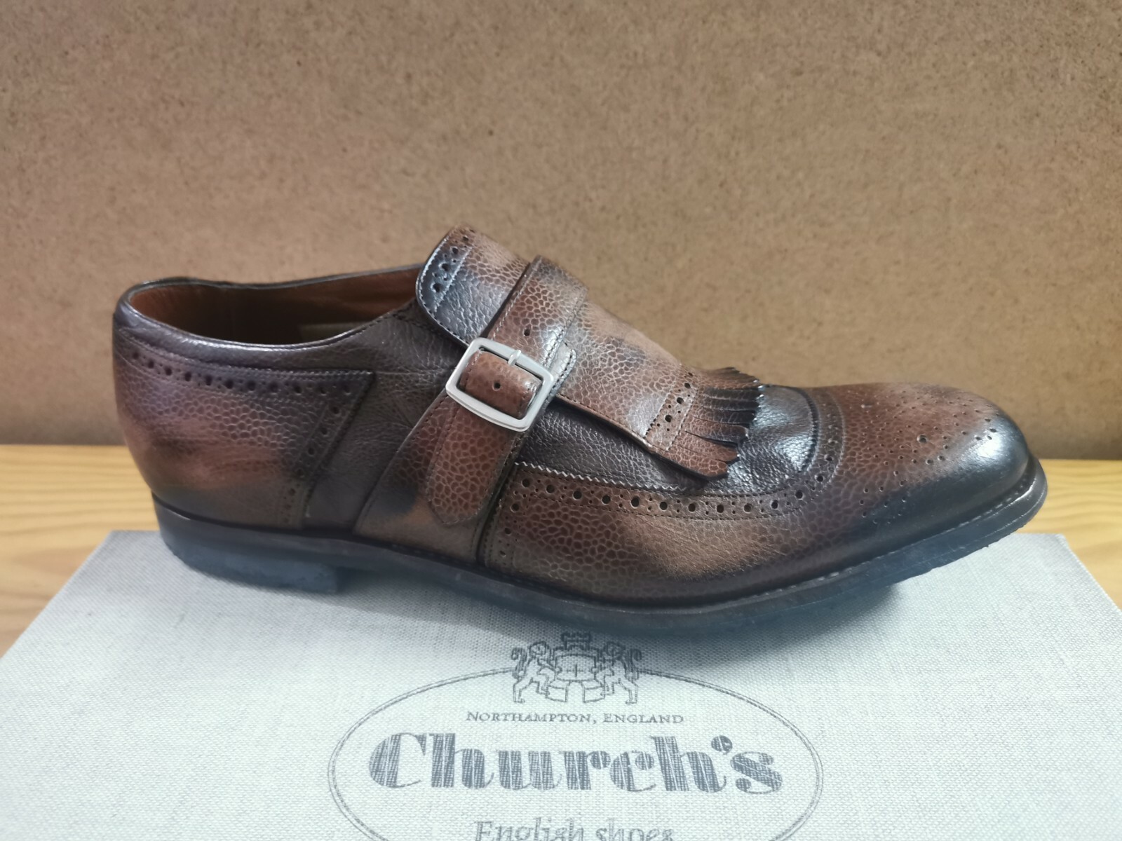 old Church's 4都市 monk strap dress shoes