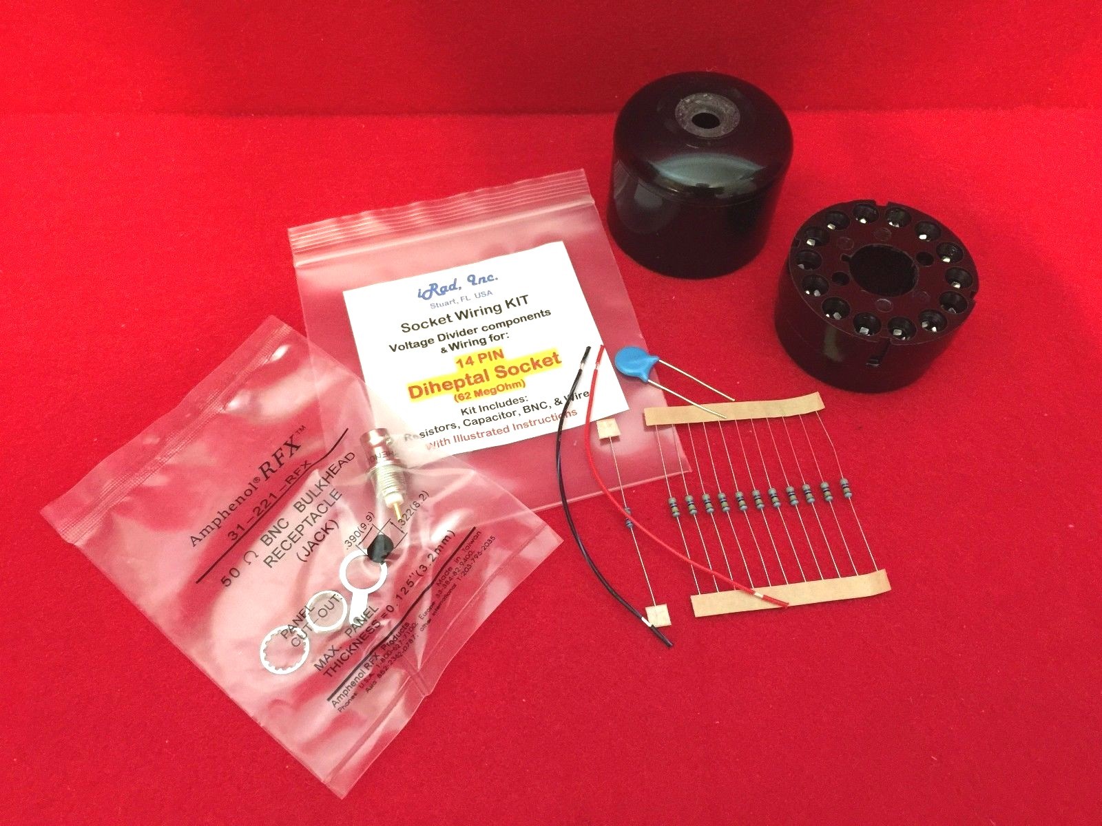 Produktbild von B14A Buchse Mit Endkappe & Spannungsteiler – 14-poliges Kit Für Photomultiplier-Röhren