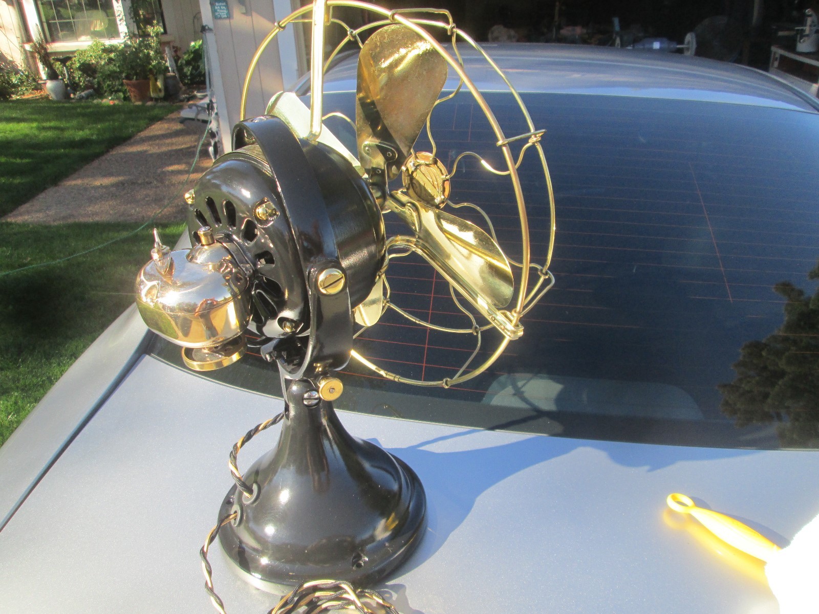 VINTAGE FAN ANTIQUE FAN GE FAN HUNTER KIDNEY VINTAGE FAN BRASS BLADE FAN OLD FAN