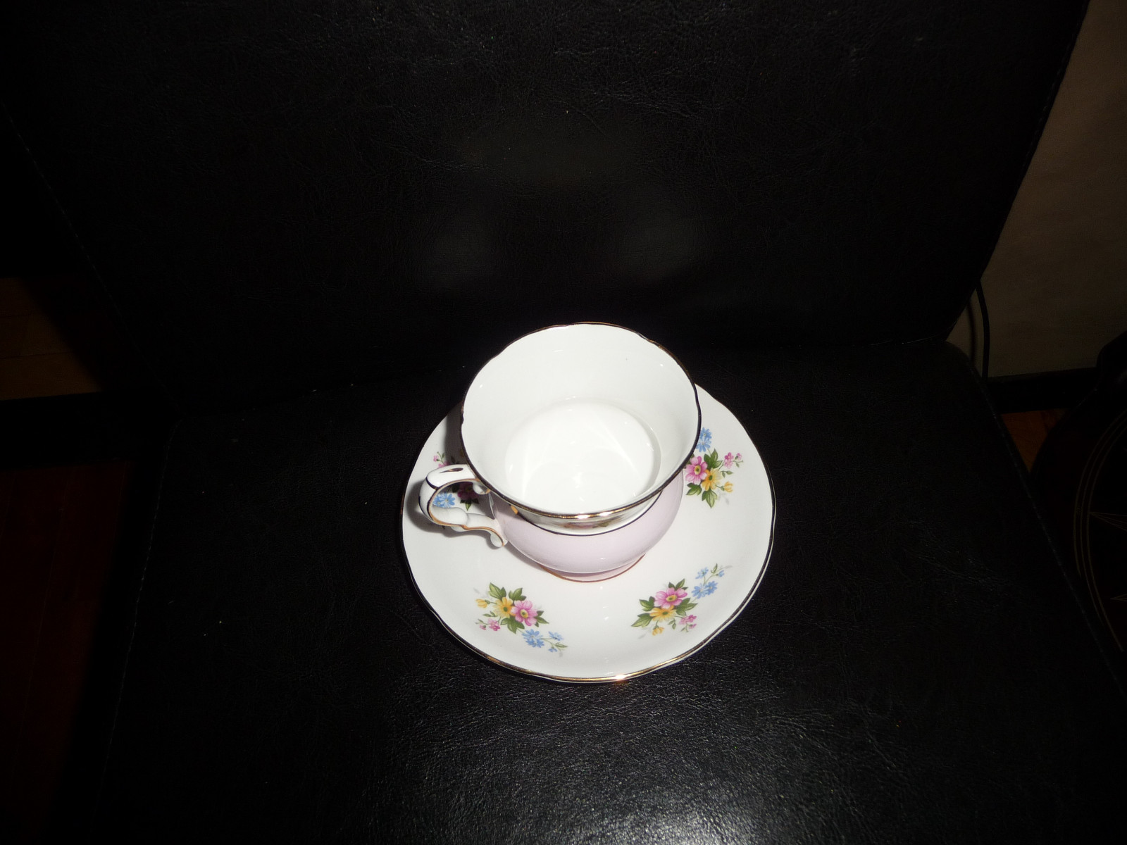 VINTAGE ROYAL STAFFORD PINK SHAPED TEA CUP & SAUCER
