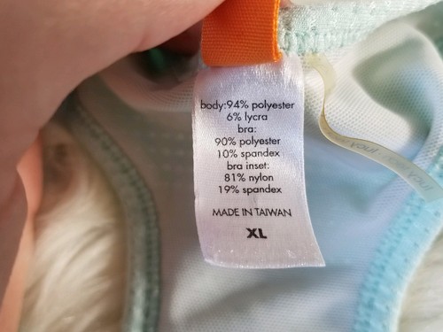 Womens Sz XL Lucy Mint Blue Tank Top Exercise Shelf Bra Vent Workout Shirt Gym