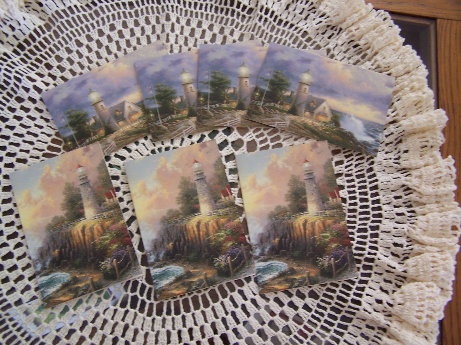 Thomas Kinkade 7 Note Cards; 250 Ct. Loose Sheets of Printed Notepaper Keepsake
