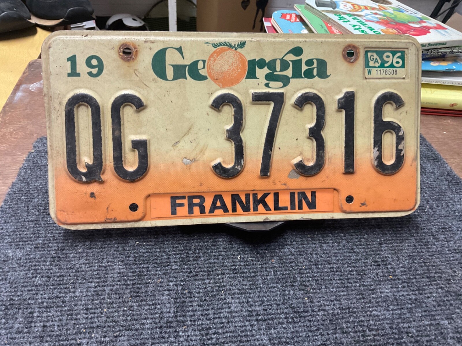 Ado オリジナルプレート　ジョージア License Plate Vintage Georgia GA QG 37316 1996 Franklin