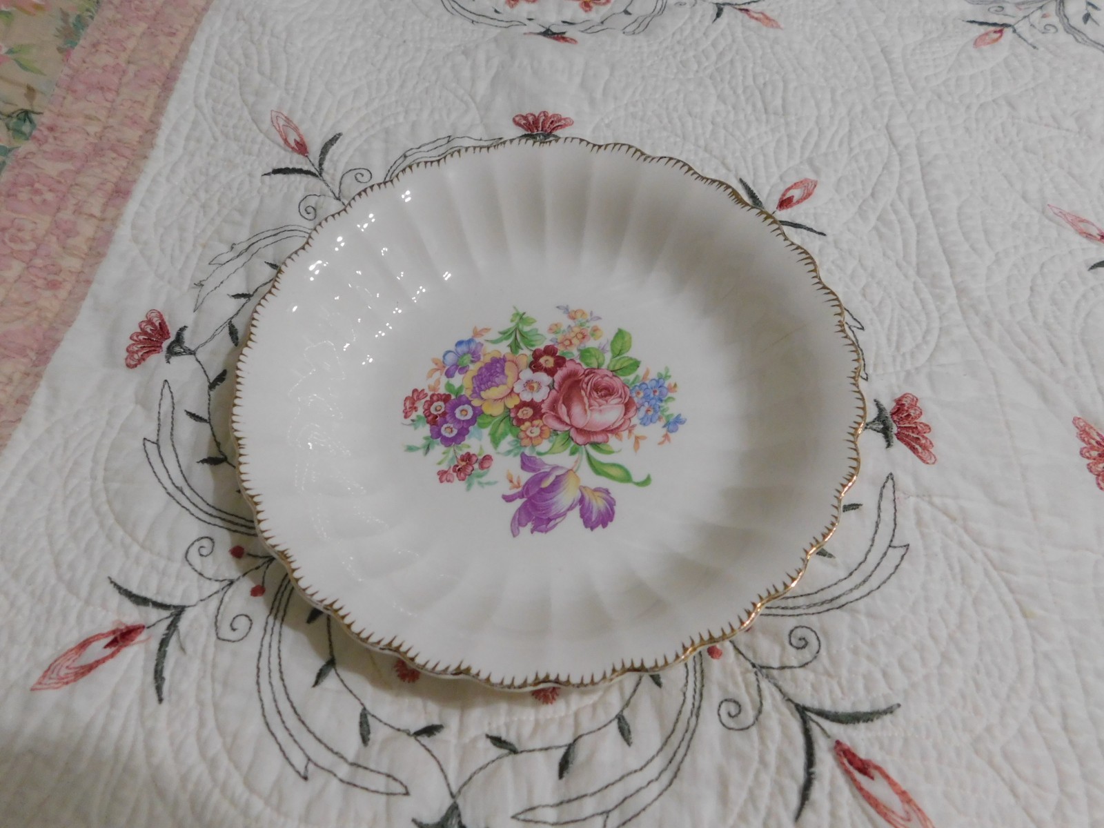 2 Leigh Ware Leigh Potters 1930's Limoges cereal bowl USA Floral Gold 22K
