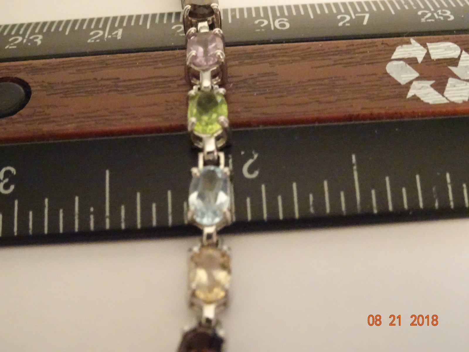 Sterling Silver Oval Multi Gemstone Bracelet-8