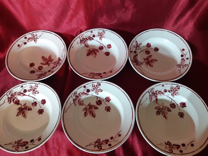 6 Assiettes Creuses Anciennes  Badonviller ModÃ¨Le Tamaris,2 Lots Dispos