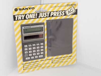 Vintage Sanyo Anylite Calculator CX 2570 No Batteries Any Light Works.NEW SEALED