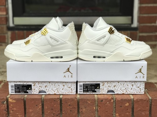 Pre-owned Jordan Size 12w / 10.5 M - Air  4 Retro Metallic Gold W In White