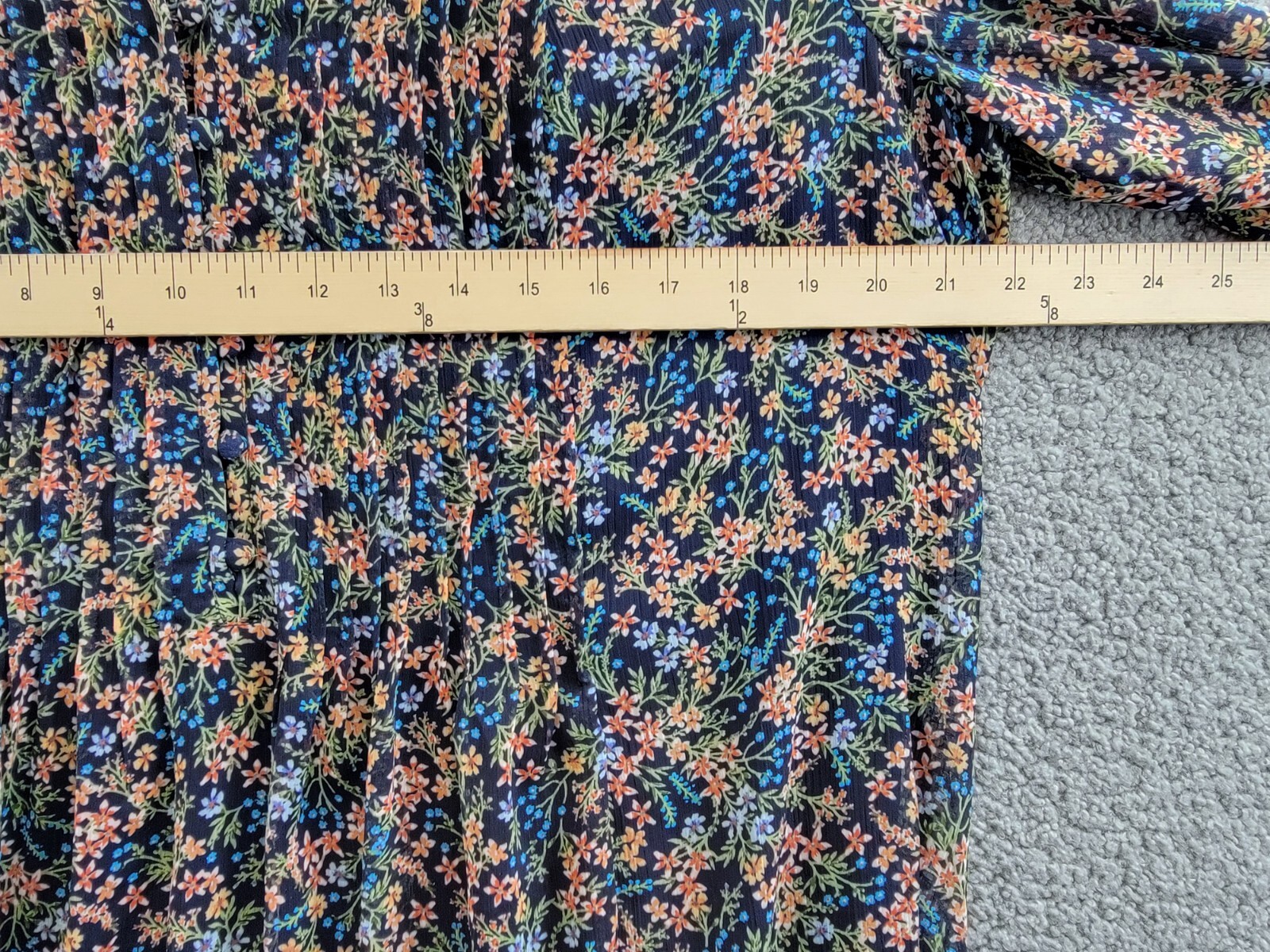 MSK Plus Size Floral-Print Chiffon Pintuck Shirtdress Women's 20W Navy Multi L/S - Picture 6 of 16