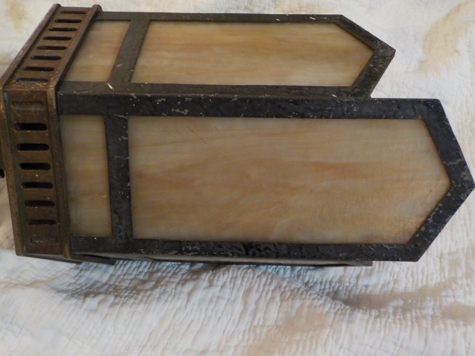 Large Arts & Crafts or Mission Style Hanging Slag Glass Ceiling Fixture 20