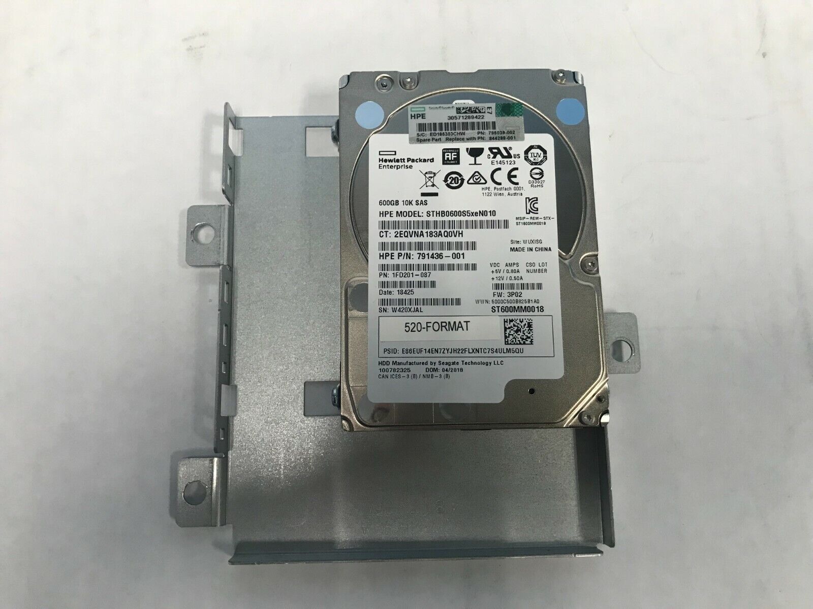 HPe 844288-001 3Par 600GB 10k 520 Format - ST600MM0018 795039-002 HPe 844288-001 3Par 600GB 10k 520 Format - ST600MM0018 795039-002