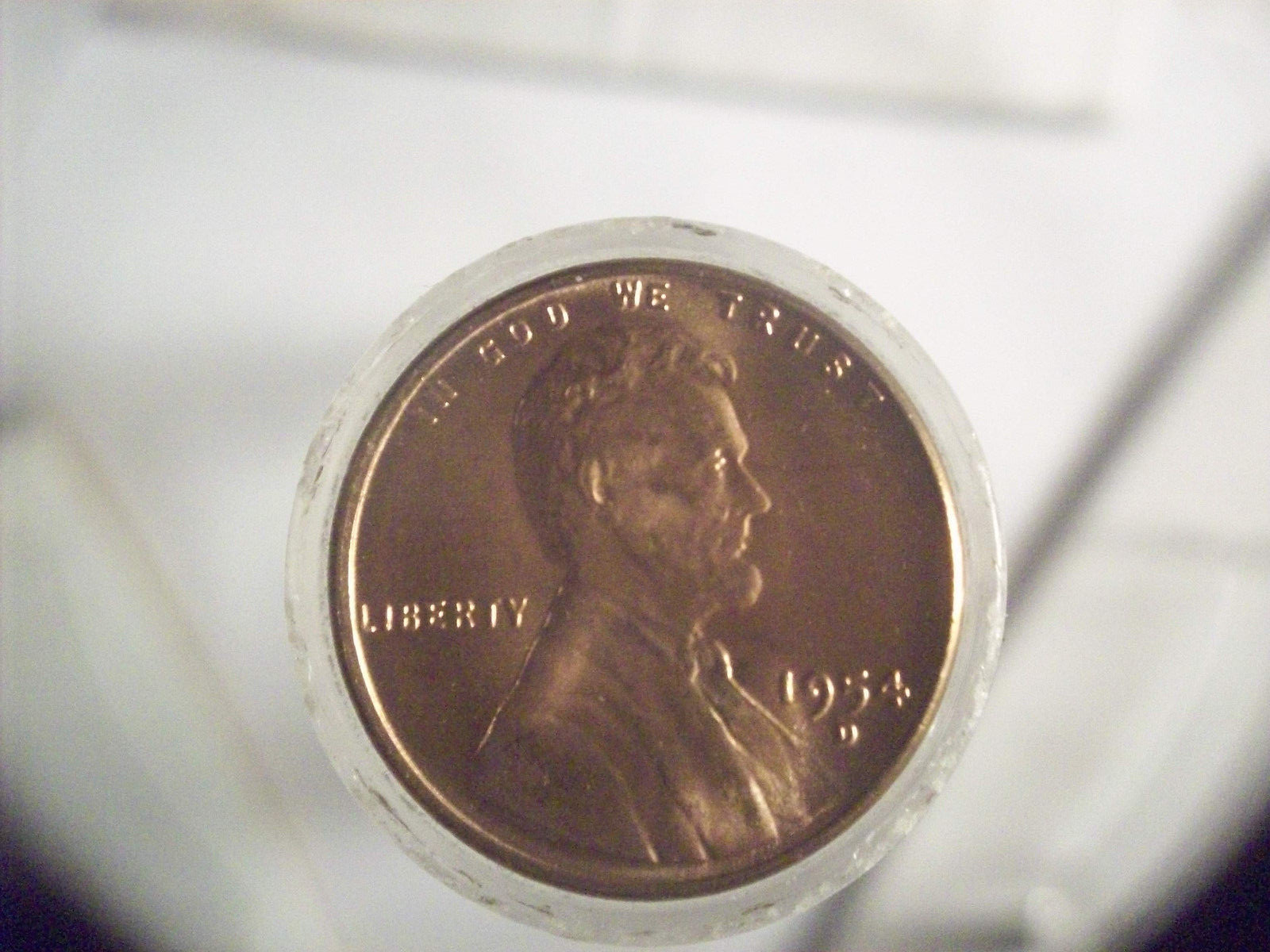 1954 D rpm 001 lincoln error cent BU