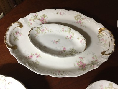 41pc EARLY Theodore Haviland LIMOGES France Dinnerware DAINTY PINK FLOWERS ROSES