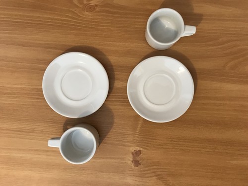 Demitasse White Cups/Saucers-Set Of 2