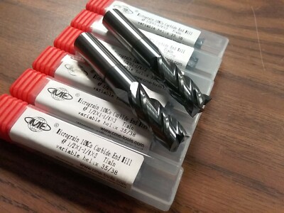 6pcs 1/2'' Carbide End Mills Tialn Coated 35/38 Variable Helix 4flt GM1006-TNV12